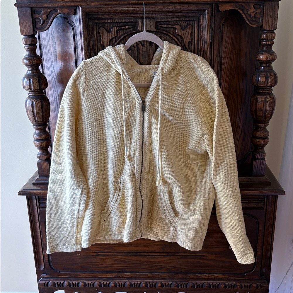Yellow Knit Zip-Up Hoodie